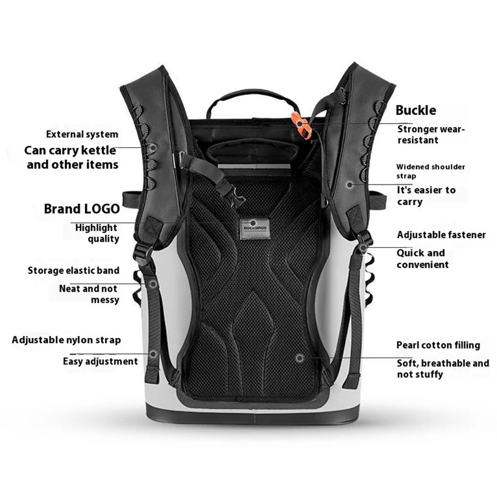 ROCKBROS BX-004 20L Insulated Backpack Hiking Daypack Cooler Bag Cycling Waterproof Rucksack (BPA-Free) - Grey - 5