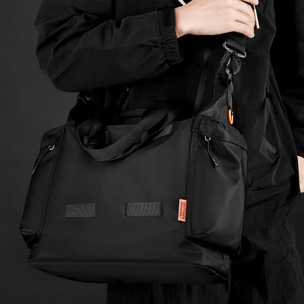 WEPOWER 870 Casual Travel Duffel Bag Lightweight Waterproof Nylon Crossbody Tote Bag - Black - 5