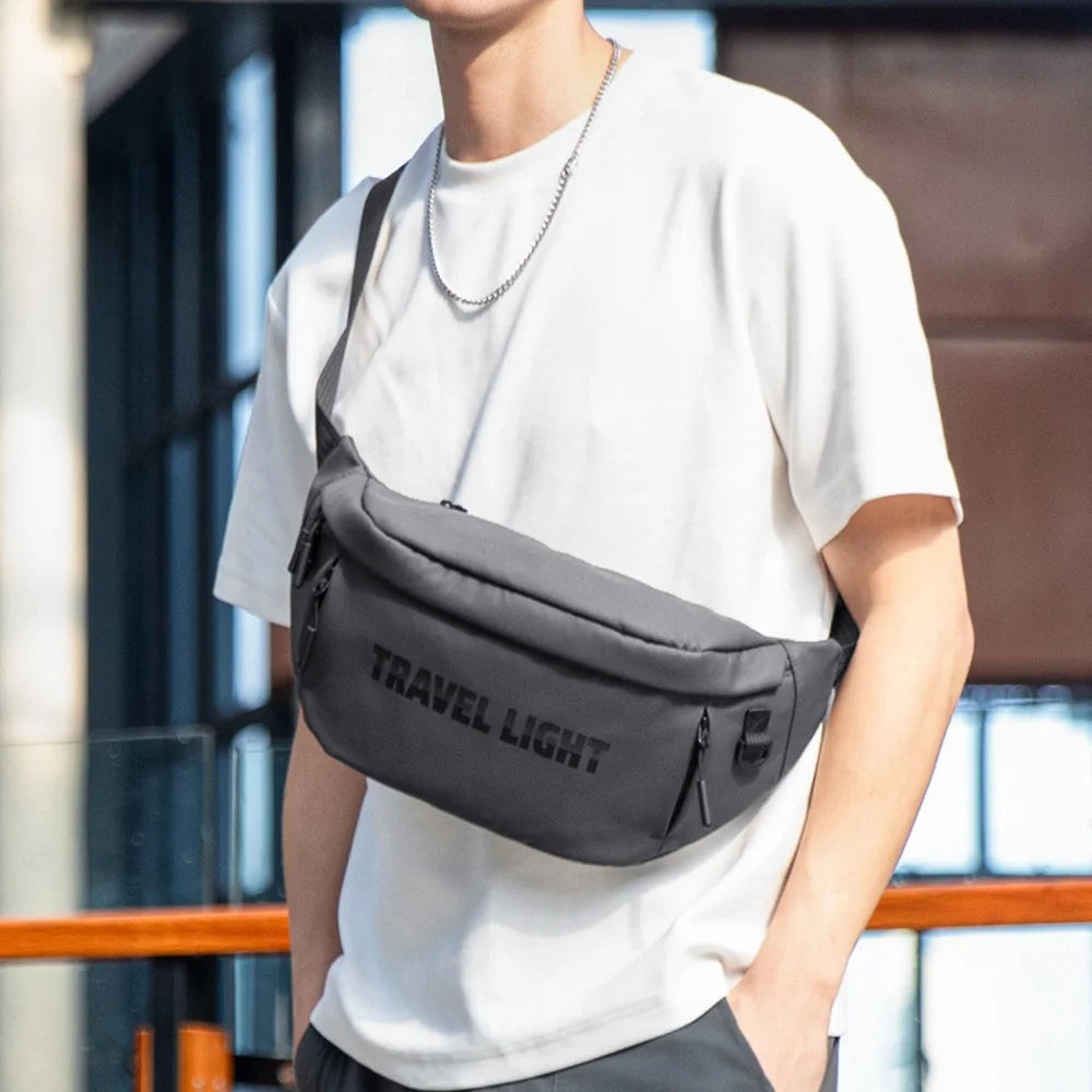 MARK RYDEN MR901 Letters Print Waterproof Shoulder Bag for Men Crossbody Bag with Quick Release Buckle - Black+Grey - 5