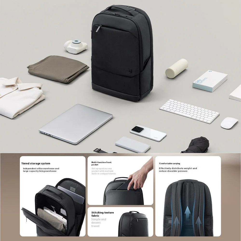 XIAOMI MIJIA Business Backpack 20L Laptop Dual Shoulder Bag Polyester Waterproof Travel Daypack (Chinese Version) - Black - 3