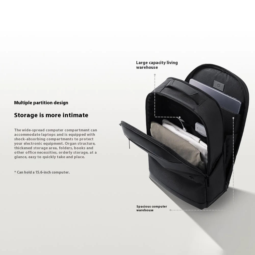 XIAOMI MIJIA Business Backpack 20L Laptop Dual Shoulder Bag Polyester Waterproof Travel Daypack (Chinese Version) - Black - 5