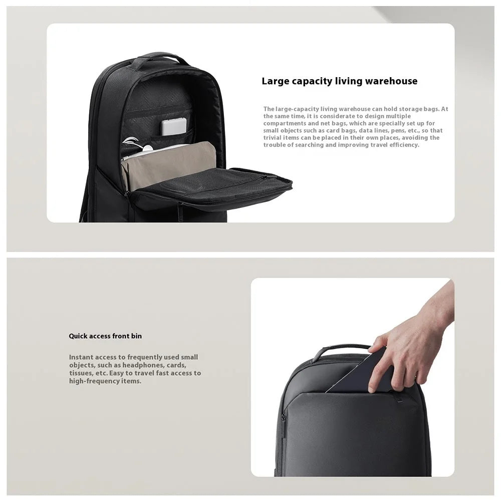 XIAOMI MIJIA Business Backpack 20L Laptop Dual Shoulder Bag Polyester Waterproof Travel Daypack (Chinese Version) - Black - 6
