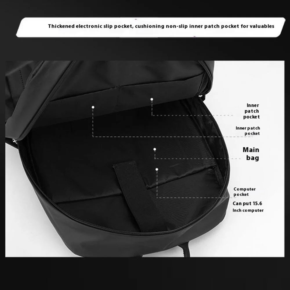 WEPOWER 3425 Men Backpack Business Casual Daypack Outdoor Travel Waterproof Double Shoulder Bag - Black - 6