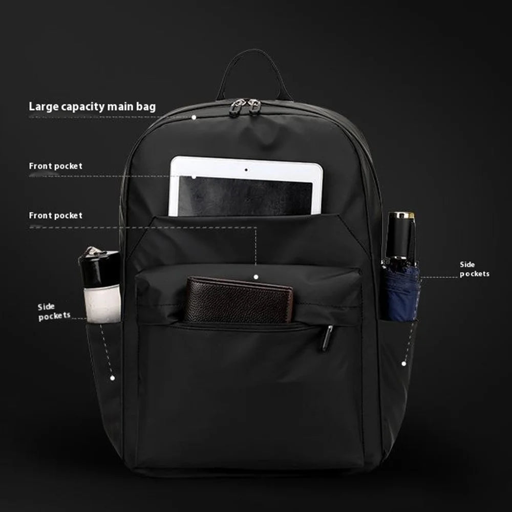 WEPOWER 3425 Men Backpack Business Casual Daypack Outdoor Travel Waterproof Double Shoulder Bag - Black - 7