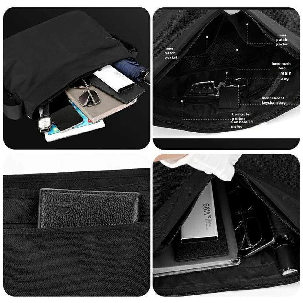 WEPOWER 2162 Travel Crossbody Bag Waterproof Nylon Men Commute Large Capacity Messenger Bag - Black - 5