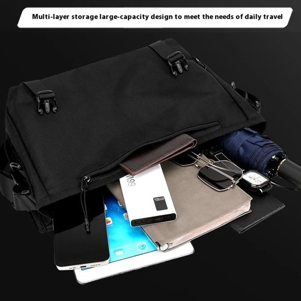 WEPOWER 2163 Travel Messenger Bag Waterproof 1680D Nylon Crossbody Shoulder Bag for Men - Black - 3