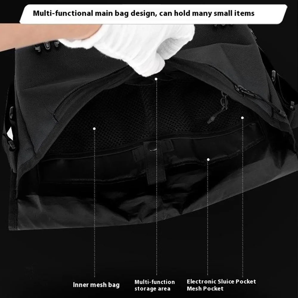 WEPOWER 2163 Travel Messenger Bag Waterproof 1680D Nylon Crossbody Shoulder Bag for Men - Black - 4