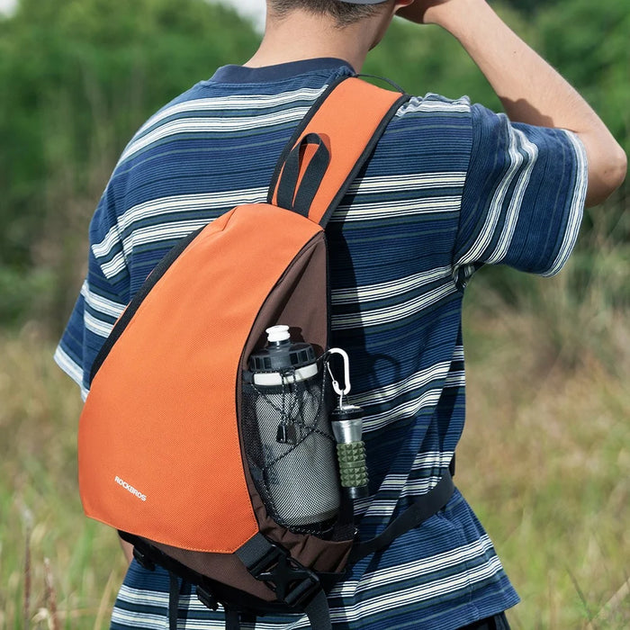 ROCKBROS 11.5L Outdoor Crossbody Bag Single Shoulder Backpack for Hiking Cycling Mountaineering, 30170032 H60 30170032001 - Orange - 3