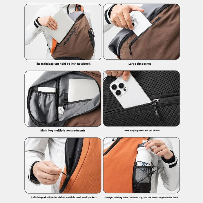 ROCKBROS 11.5L Outdoor Crossbody Bag Single Shoulder Backpack for Hiking Cycling Mountaineering, 30170032 H60 30170032001 - Orange - 6