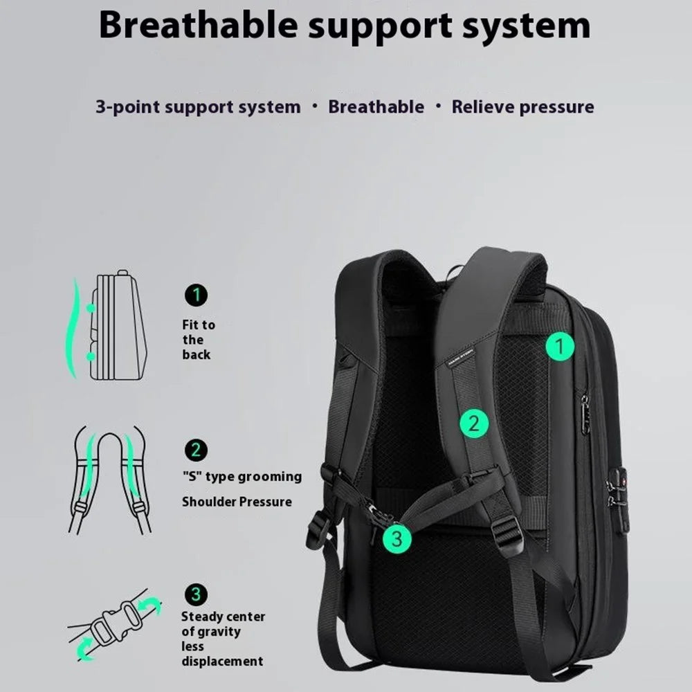 MARK RYDEN MR9405SJ Business Men Backpack Expandable Capacity Travel Double Shoulder Bag with USB Port - 7