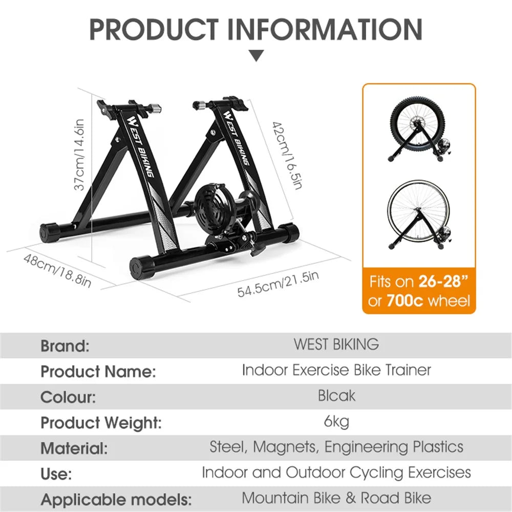 WEST BIKING YP1402008 Indoor Exercise Bike Trainer Roller Home Training Magnetic Resistance Bicycle Trainer Cycling Fitness Workout Tool - 6
