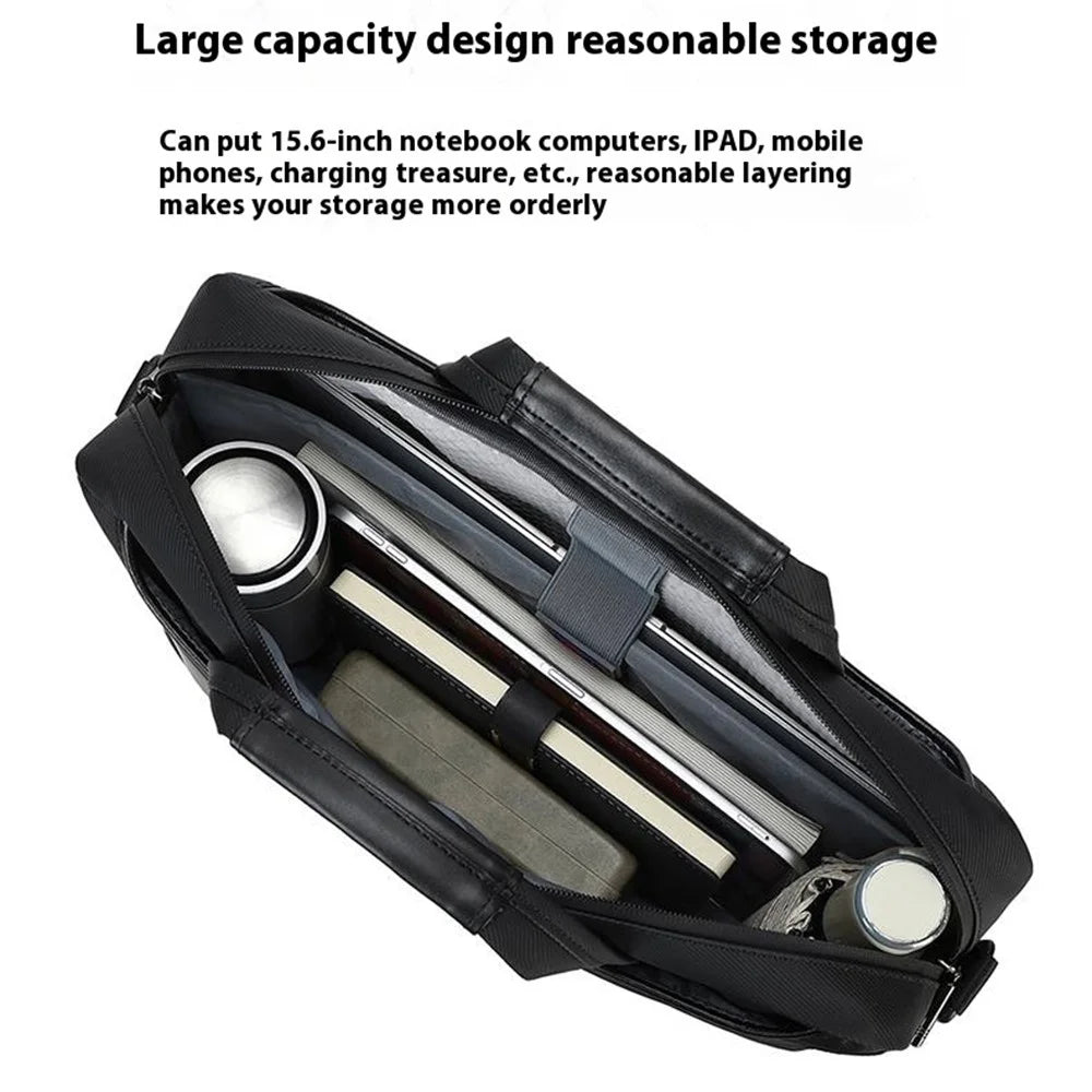 COOLBELL CB-2128 15.6 Inch Laptop Bag Single Shoulder Messenger Bag Shockproof Waterproof Business Briefcase - Black - 6