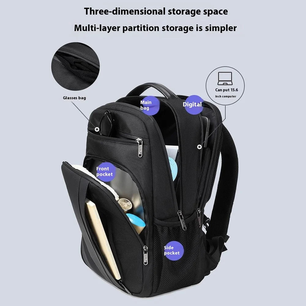 COOLBELL CB-8303 Business Travel Laptop Backpack Wet Dry Separation Dual Shoulder Bag with USB Charging Port - Black - 4