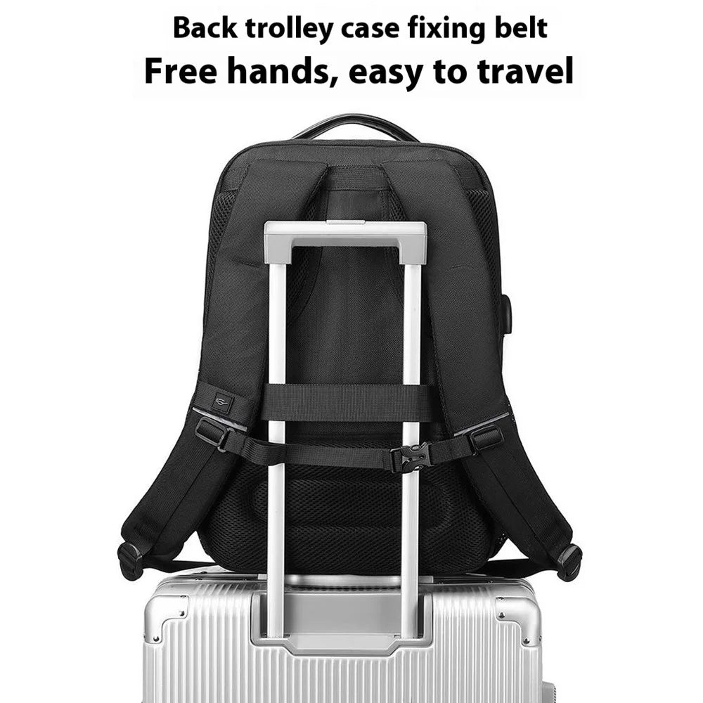 COOLBELL CB-8303 Business Travel Laptop Backpack Wet Dry Separation Dual Shoulder Bag with USB Charging Port - Black - 7