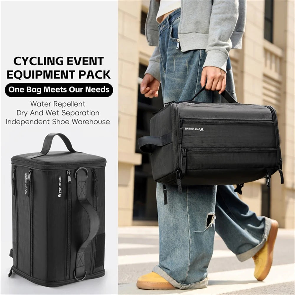 WEST BIKING YP0707401 22L Wet and Dry Separation Cycling Helmet Storage Crossbody Bag with Shoe Compartment - 5