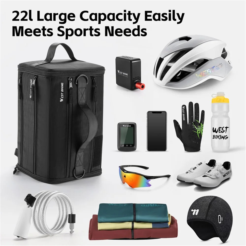 WEST BIKING YP0707401 22L Wet and Dry Separation Cycling Helmet Storage Crossbody Bag with Shoe Compartment - 7