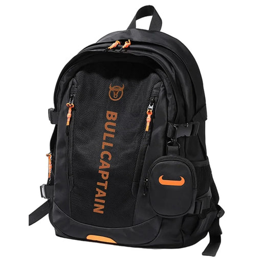 BULLCAPTAIN Oxford Cloth Dual Shoulder Bag Large Capacity Backpack with Mini Hanging Pouch - Black - 1