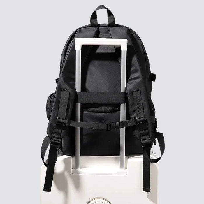 BULLCAPTAIN Oxford Cloth Dual Shoulder Bag Large Capacity Backpack with Mini Hanging Pouch - Black - 4