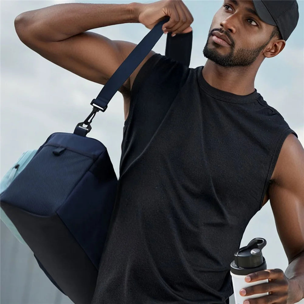 BULLCAPTAIN Wet Dry Separation Shoe Clothes Carrying Bag with Shoulder Strap for Travel Gym Sports - Sky Blue - 3