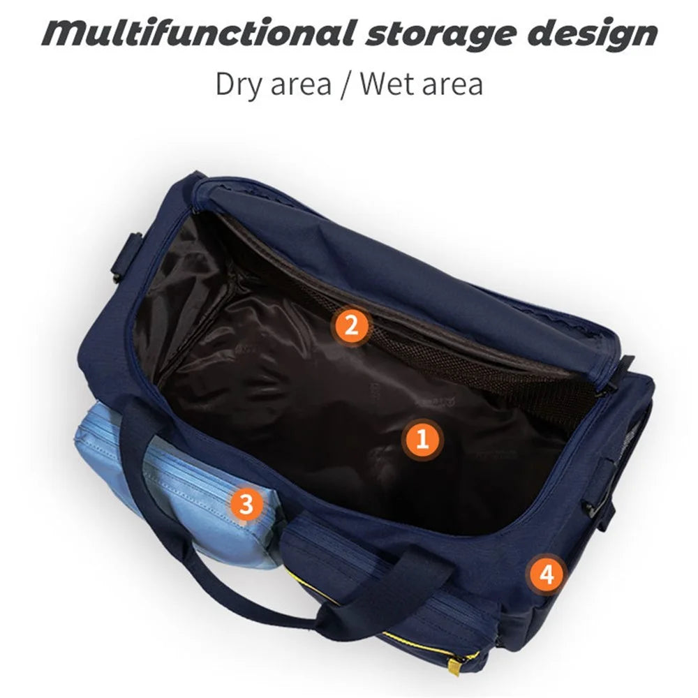 BULLCAPTAIN Wet Dry Separation Shoe Clothes Carrying Bag with Shoulder Strap for Travel Gym Sports - Sky Blue - 4