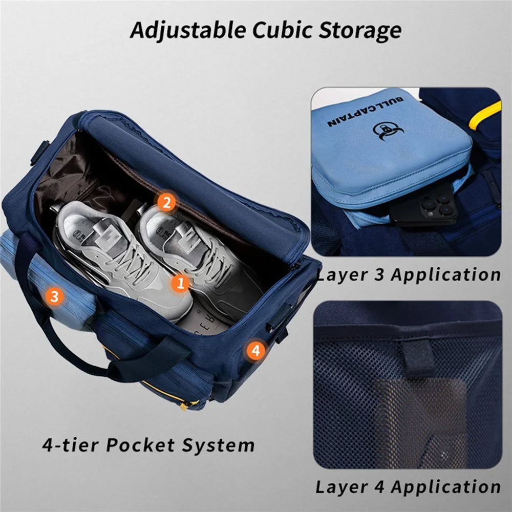 BULLCAPTAIN Wet Dry Separation Shoe Clothes Carrying Bag with Shoulder Strap for Travel Gym Sports - Sky Blue - 6
