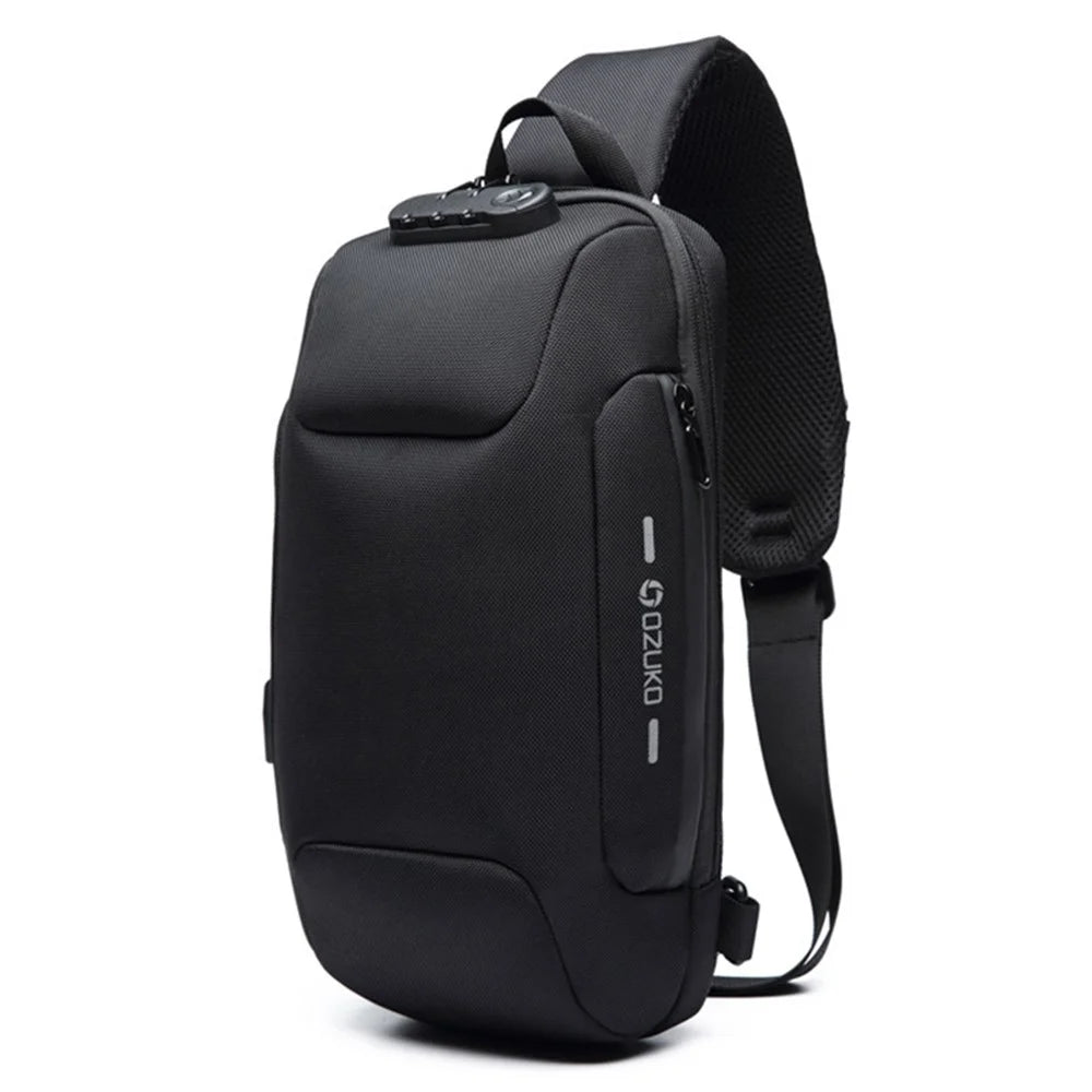 OZUKO Multifunction Lightweight Chest Bag Waterproof Anti-scratch Shoulder Bag - Black - 1