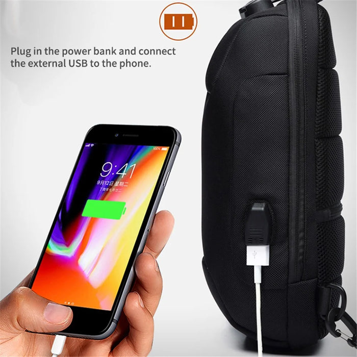 OZUKO Multifunction Lightweight Chest Bag Waterproof Anti-scratch Shoulder Bag - Black - 7