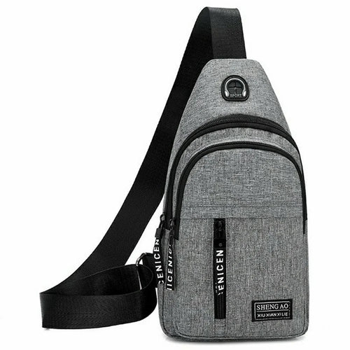 Dual Layer Casual Business Chest Bag Crossbody Shoulder Pack for Men Waterproof Outdoor Messenger Bag - Grey - 1