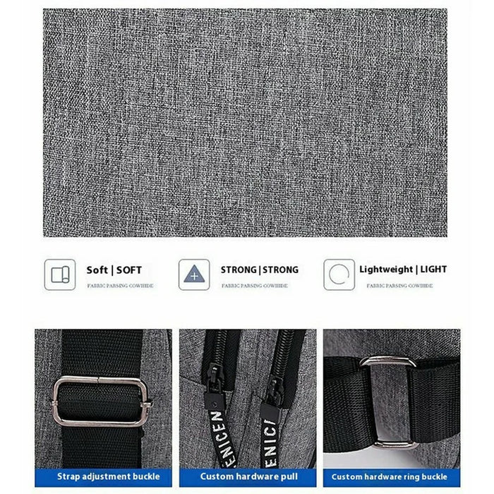Dual Layer Casual Business Chest Bag Crossbody Shoulder Pack for Men Waterproof Outdoor Messenger Bag - Grey - 3