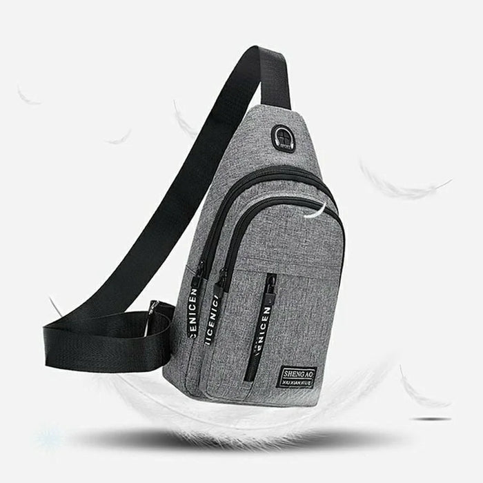 Dual Layer Casual Business Chest Bag Crossbody Shoulder Pack for Men Waterproof Outdoor Messenger Bag - Grey - 5