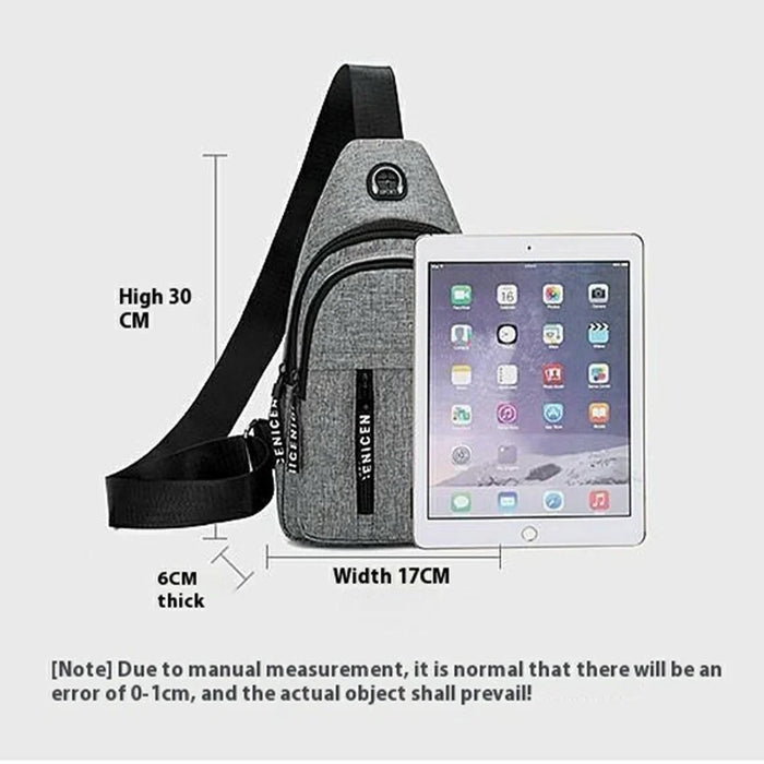 Dual Layer Casual Business Chest Bag Crossbody Shoulder Pack for Men Waterproof Outdoor Messenger Bag - Grey - 6