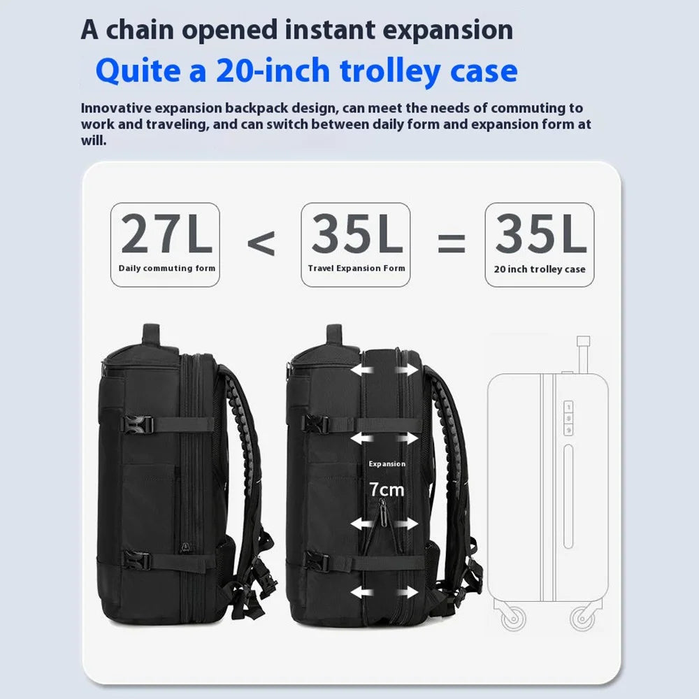 POSO 676 Expandable Compression Travel Backpack 17.3 Inch Laptop Bag with Vacuum Pump (Without Light) - 6