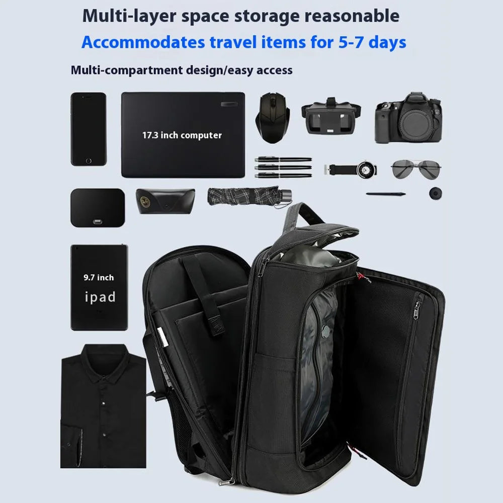 POSO 676 Expandable Compression Travel Backpack 17.3 Inch Laptop Bag with Vacuum Pump (Without Light) - 7