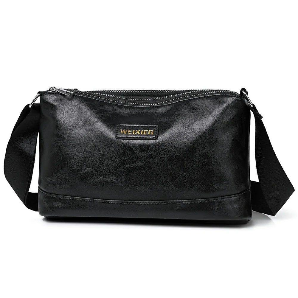 WEIXIER D801 Men Casual Single Shoulder Bag Waterproof Crossbody Messenger Bag - Retro Black - 1