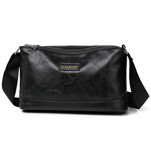 WEIXIER D801 Men Casual Single Shoulder Bag Waterproof Crossbody Messenger Bag - Retro Black - 1
