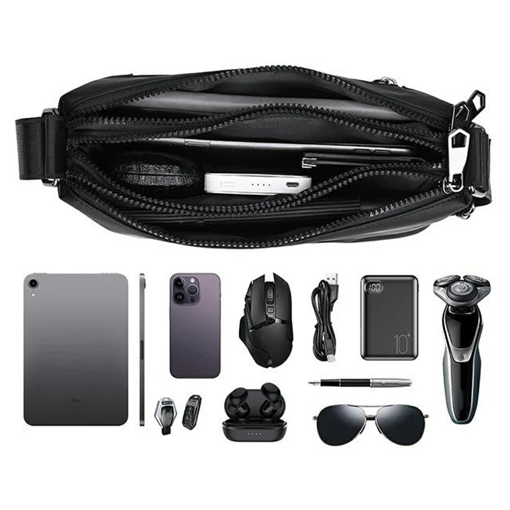 WEIXIER D801 Men Casual Single Shoulder Bag Waterproof Crossbody Messenger Bag - Retro Black - 2
