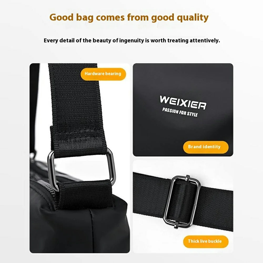 WEIXIER D801 Men Casual Single Shoulder Bag Waterproof Crossbody Messenger Bag - Retro Black - 6