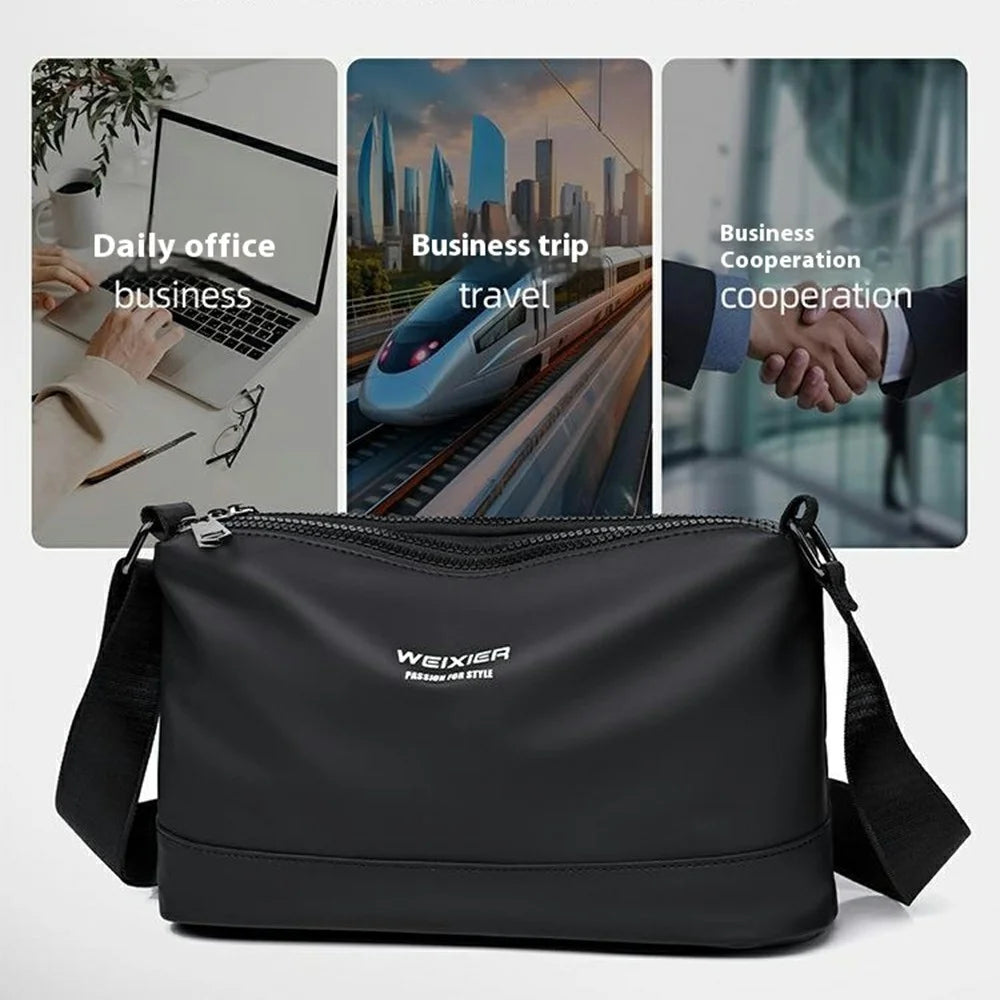 WEIXIER D801 Men Casual Single Shoulder Bag Waterproof Crossbody Messenger Bag - Retro Black - 7