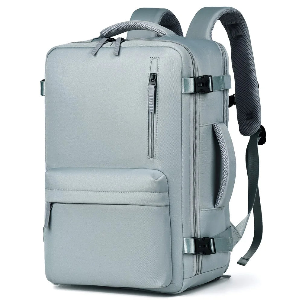 B723 180 Degree Opening Travel Backpack Oxford Cloth Laptop Rucksack with Shoe Compartment - Light Green - 1