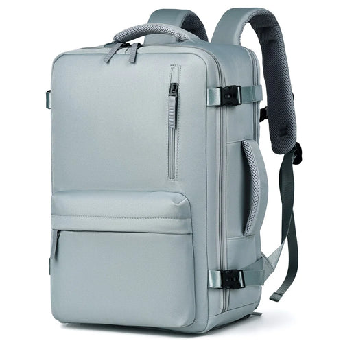 B723 180 Degree Opening Travel Backpack Oxford Cloth Laptop Rucksack with Shoe Compartment - Light Green - 1