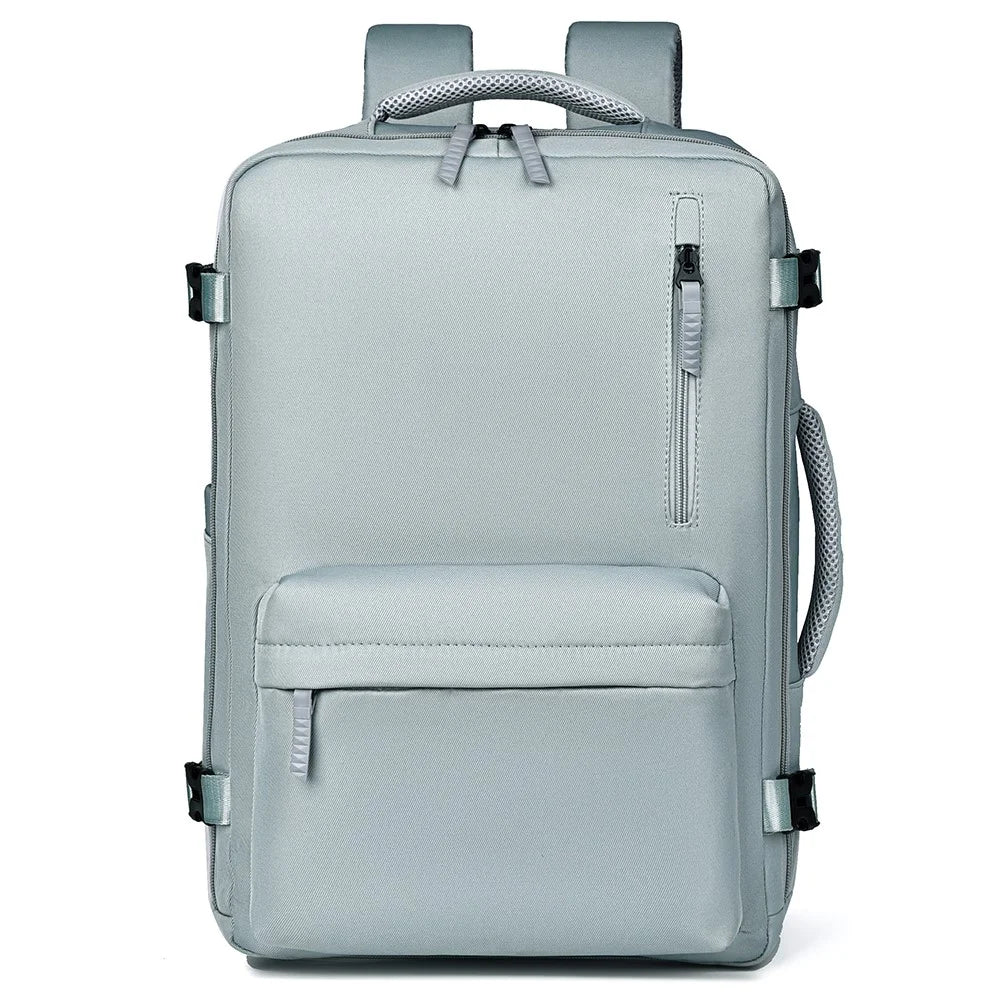 B723 180 Degree Opening Travel Backpack Oxford Cloth Laptop Rucksack with Shoe Compartment - Light Green - 2