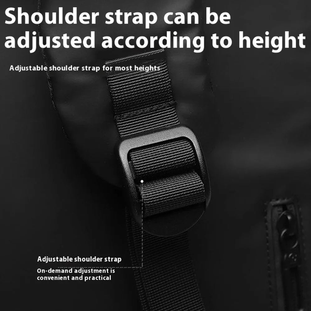 WEPOWER 3422 Casual Backpack Business Travel Laptop Bag Waterproof PU Leather Daypack for Men - Black - 5
