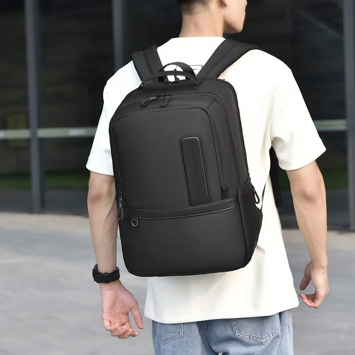B727 Waterproof Oxford Fabric Laptop Backpack Large Capacity Business Travel Shoulder Bag for Men - Black - 2