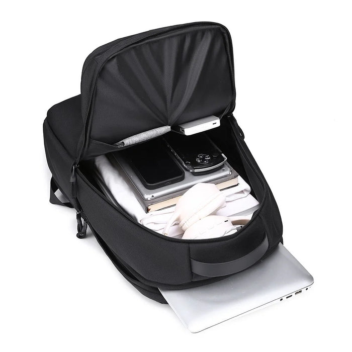 B727 Waterproof Oxford Fabric Laptop Backpack Large Capacity Business Travel Shoulder Bag for Men - Black - 7