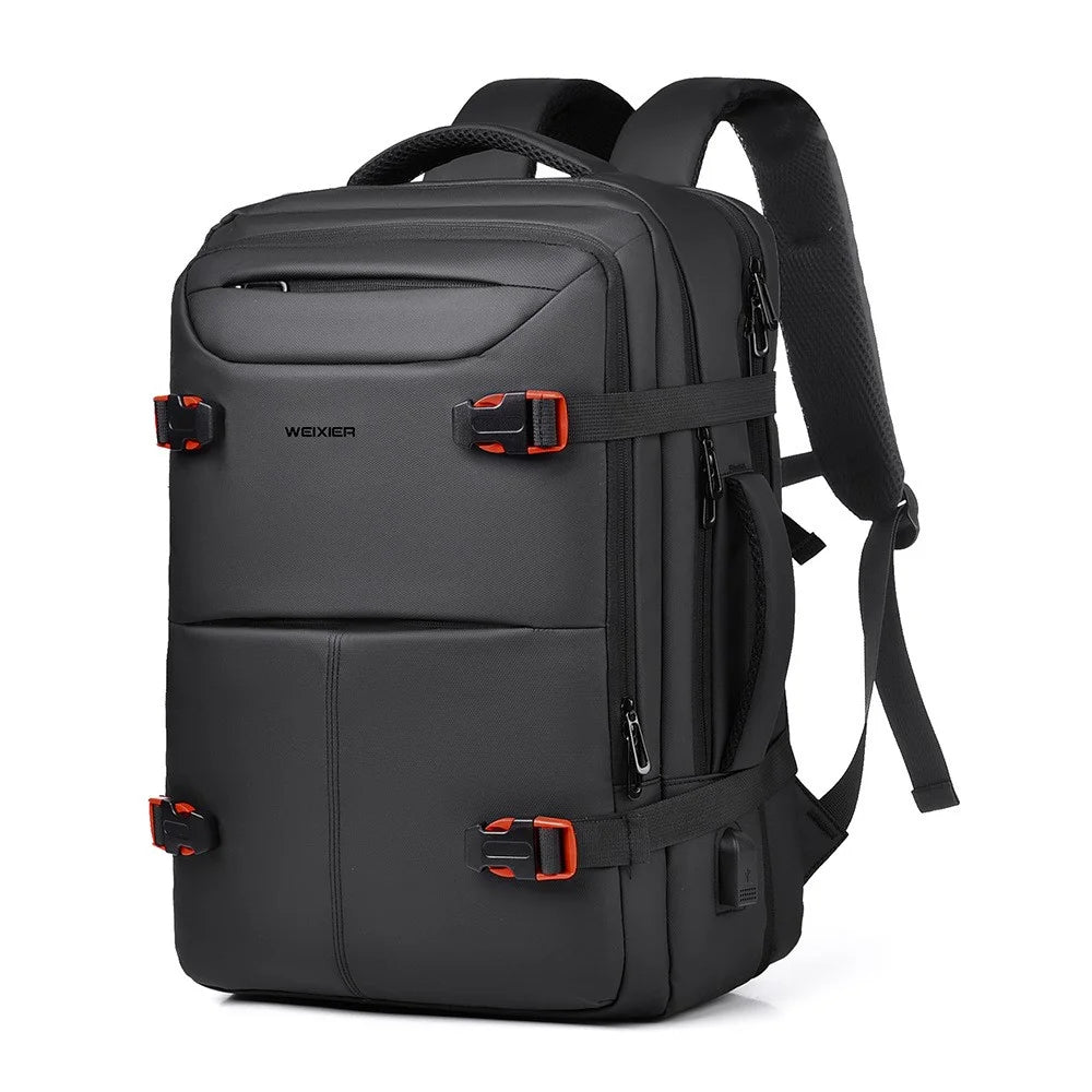WEIXIER B735 Business Laptop Backpack Expandable Capacity Shoulder Bag with External USB Port - Black - 1