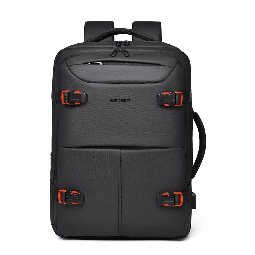 WEIXIER B735 Business Laptop Backpack Expandable Capacity Shoulder Bag with External USB Port - Black - 2