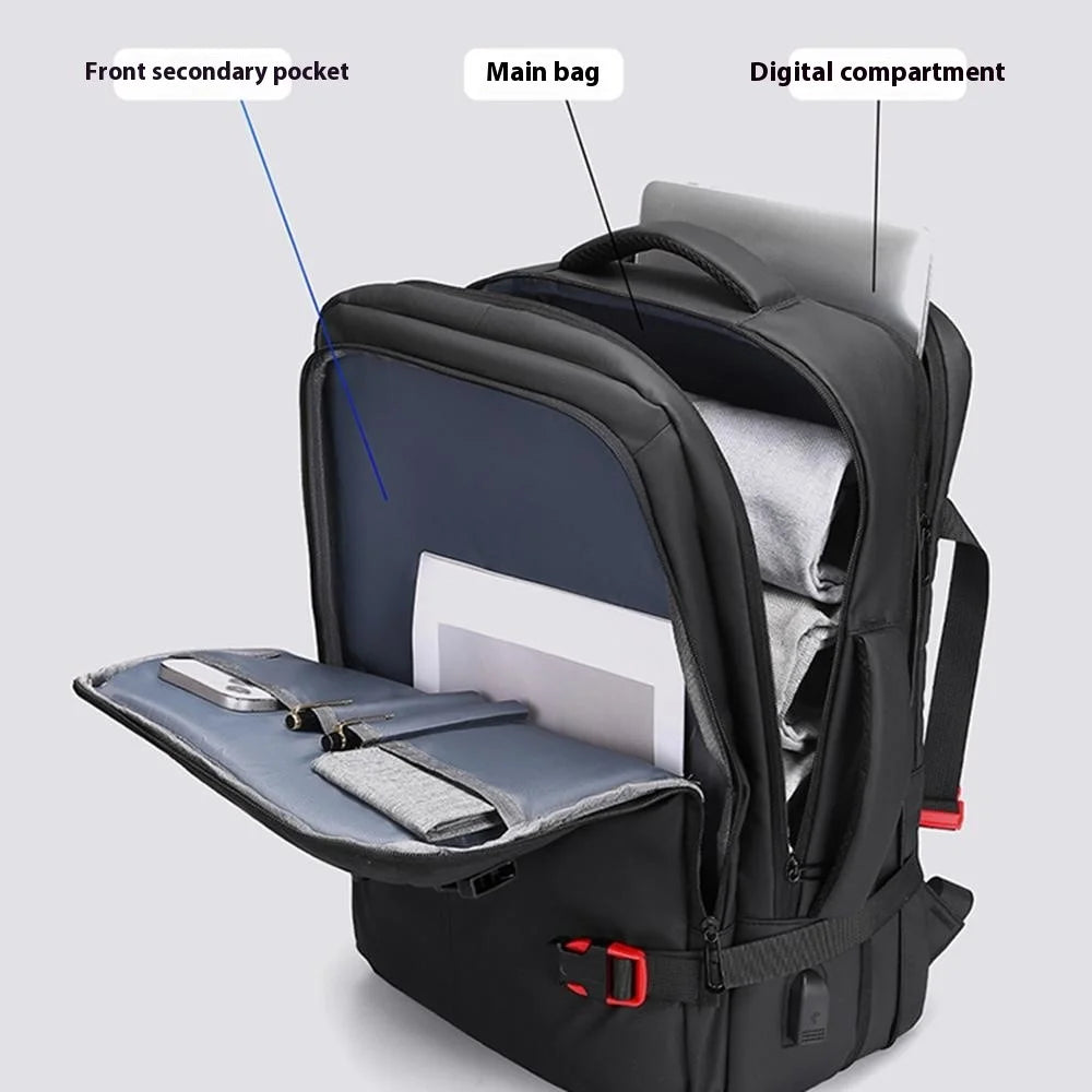 WEIXIER B735 Business Laptop Backpack Expandable Capacity Shoulder Bag with External USB Port - Black - 5