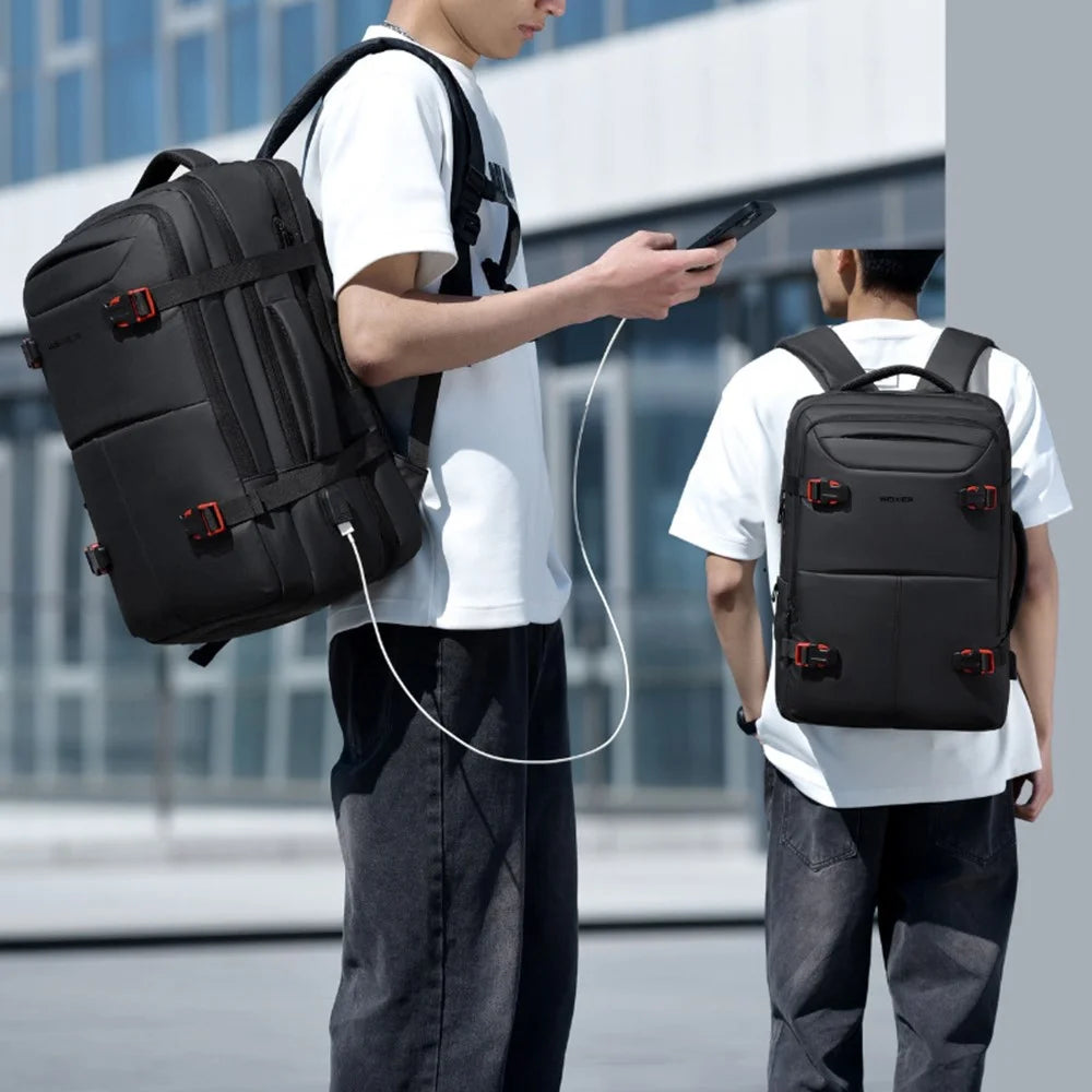 WEIXIER B735 Business Laptop Backpack Expandable Capacity Shoulder Bag with External USB Port - Black - 7
