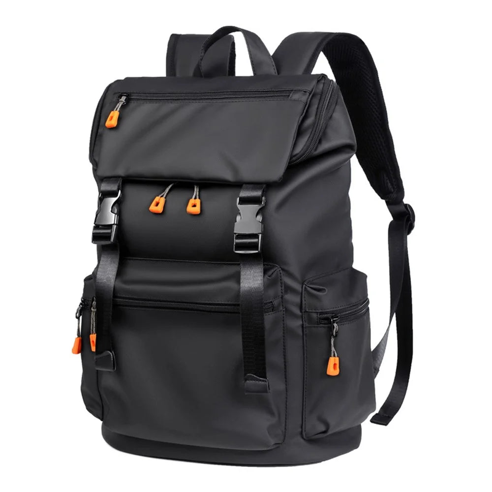 B1862 Double Shoulder Rucksack Waterproof Oxford Fabric Laptop Backpack with External USB Port - Black - 1