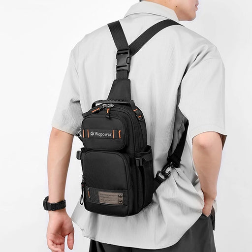 WEPOWER 8105 Men Chest Bag Multifunctional Convertible Nylon Backpack Crossbody Bag - Black - 2